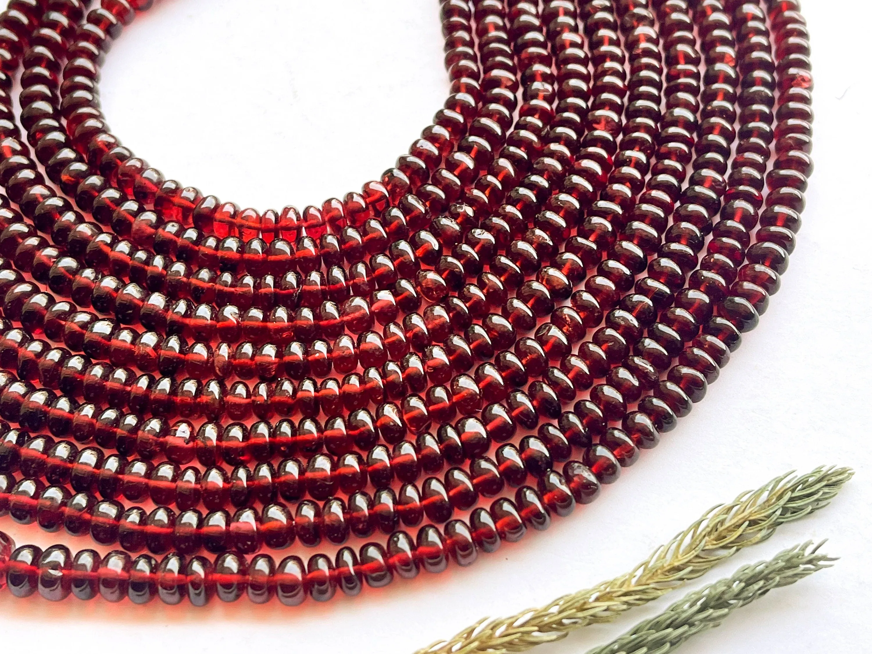 Red Mozambique Garnet Smooth Rondelle Shape Beads