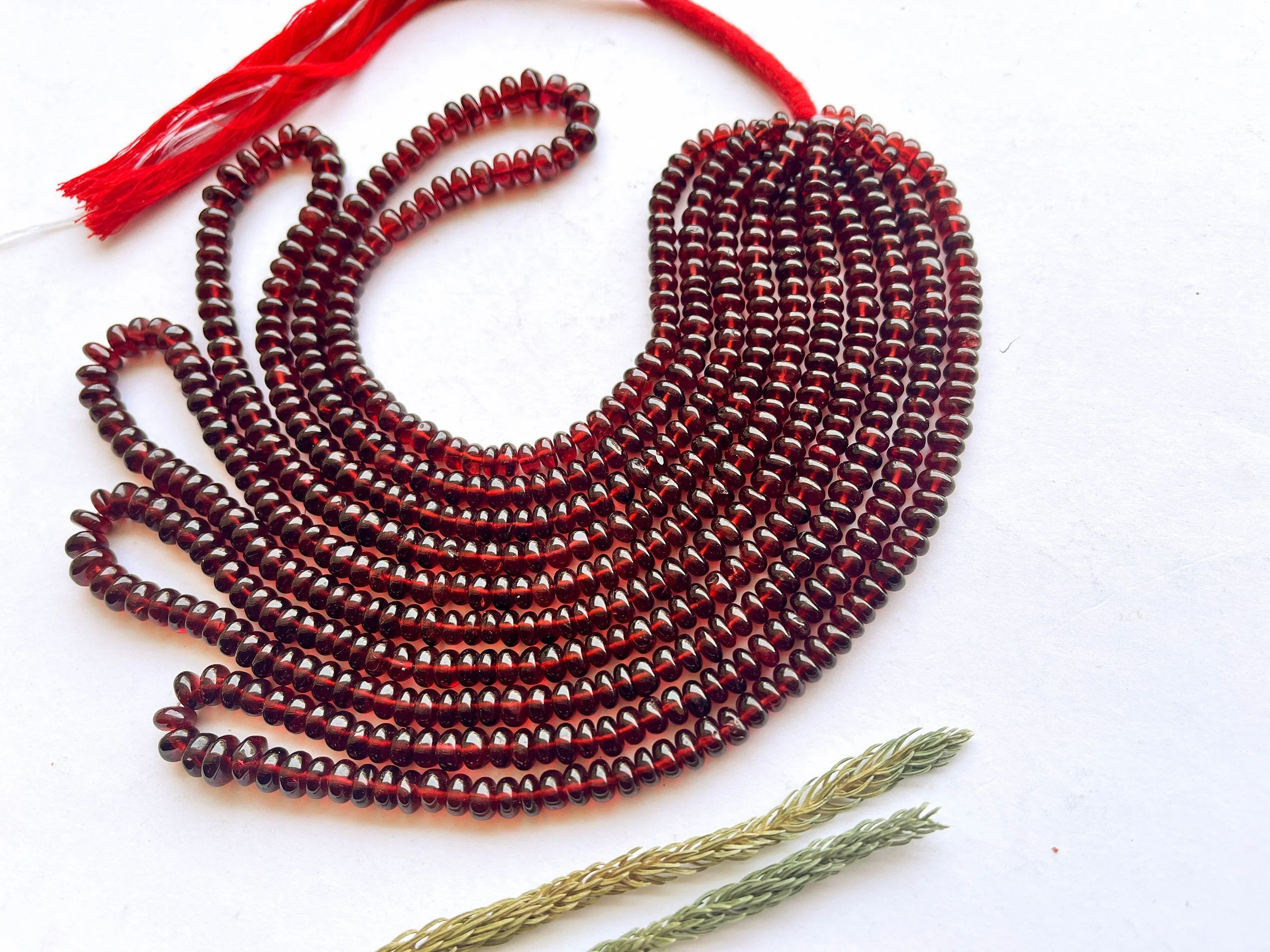 Red Mozambique Garnet Smooth Rondelle Shape Beads