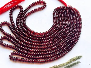 Red Mozambique Garnet Smooth Rondelle Shape Beads