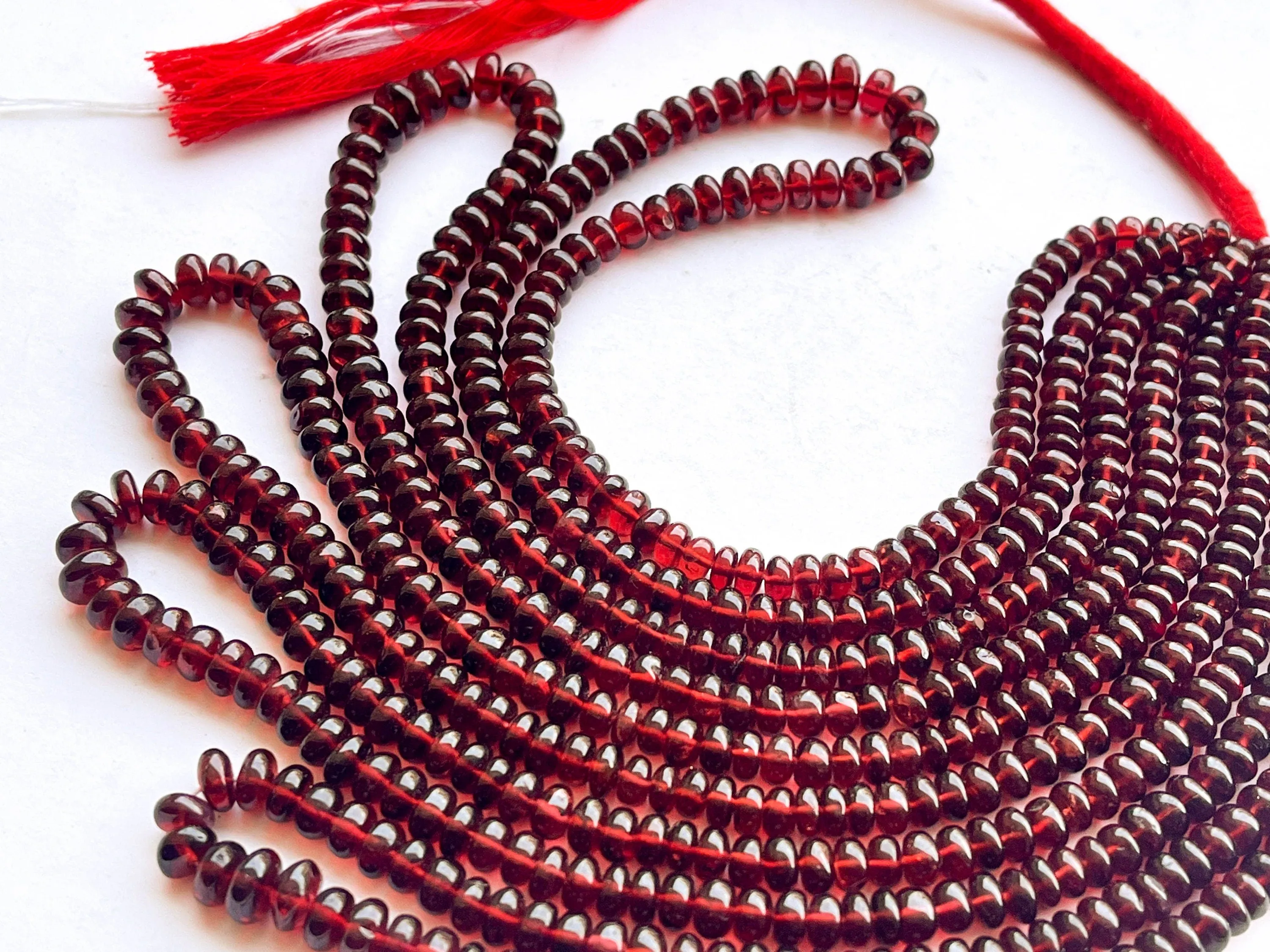 Red Mozambique Garnet Smooth Rondelle Shape Beads