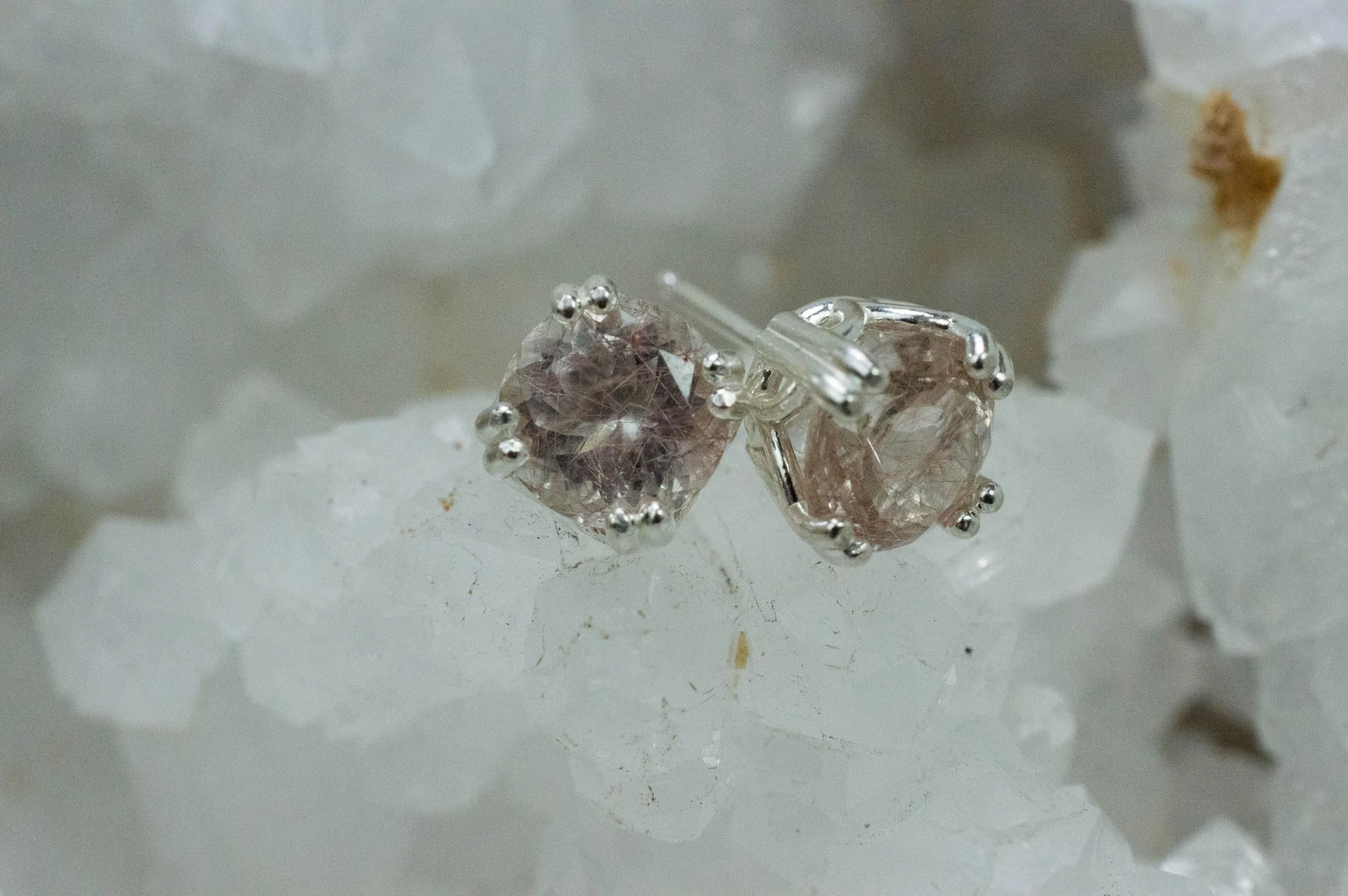 Rutilated Quartz Earrings; Natural Untreated Brazil Rutile Quartz; 3.300cts