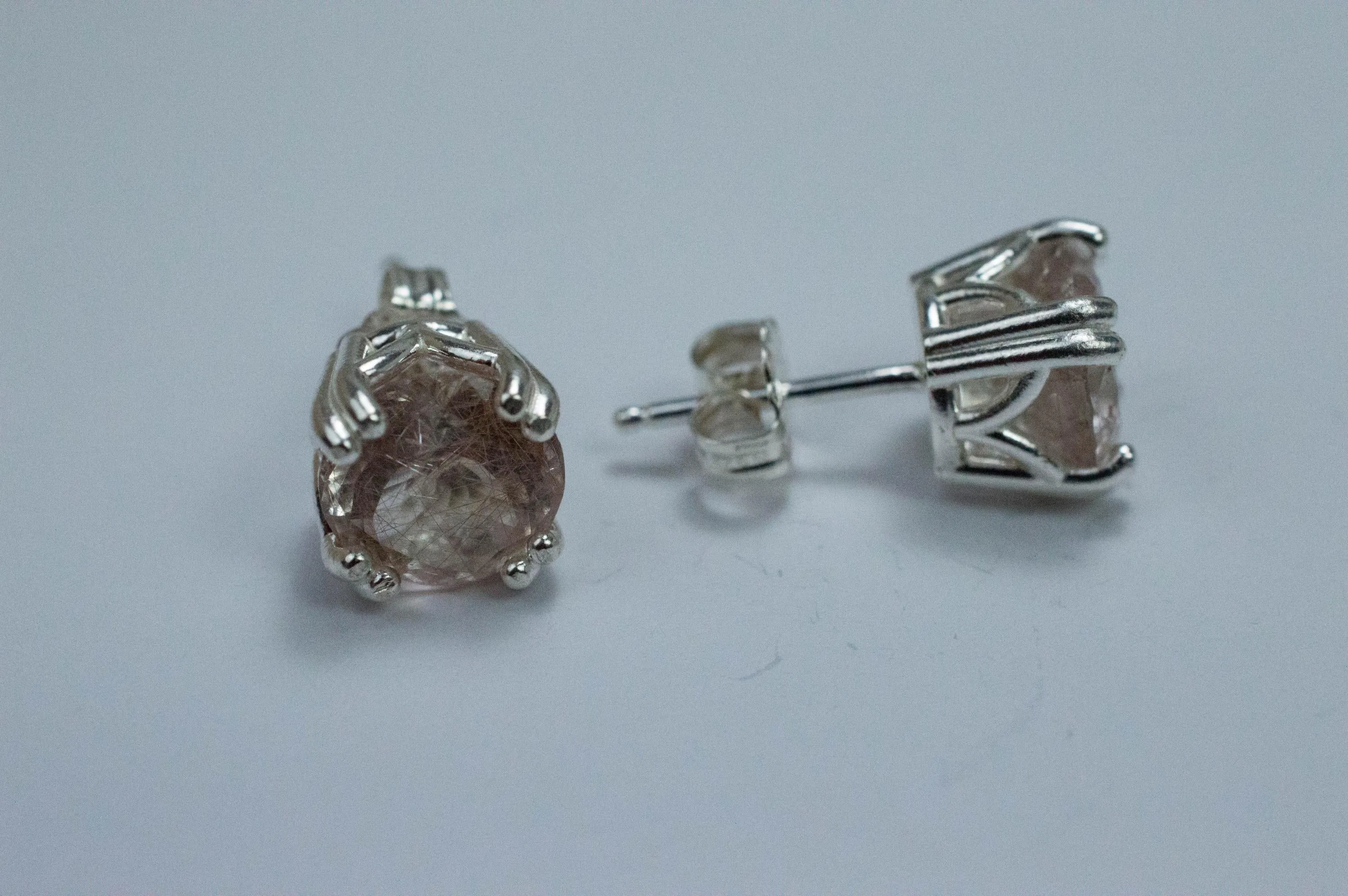 Rutilated Quartz Earrings; Natural Untreated Brazil Rutile Quartz; 3.300cts
