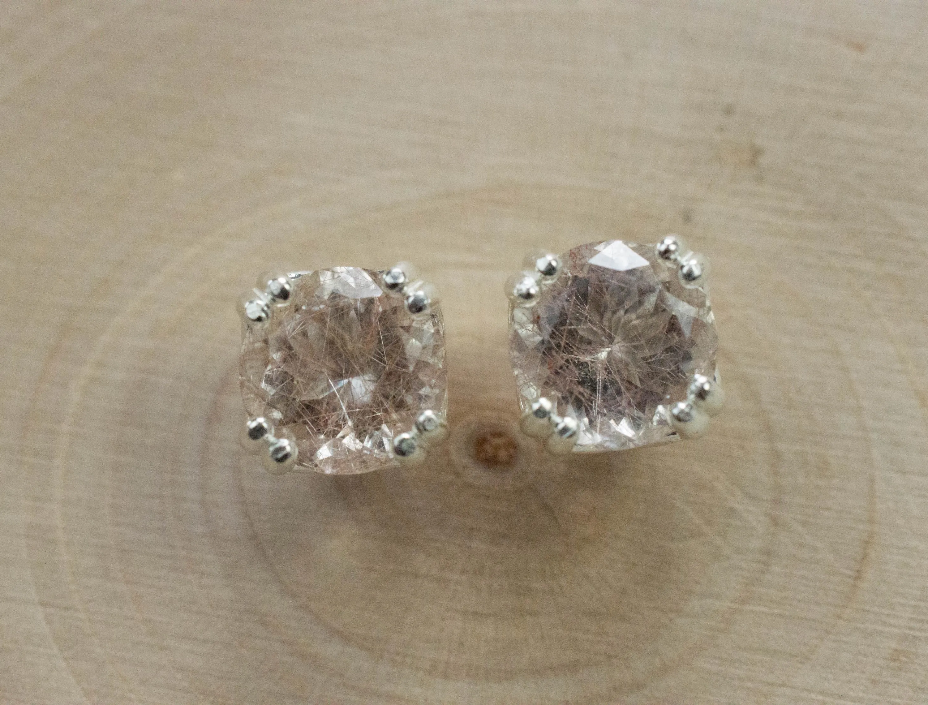 Rutilated Quartz Earrings; Natural Untreated Brazil Rutile Quartz; 3.300cts