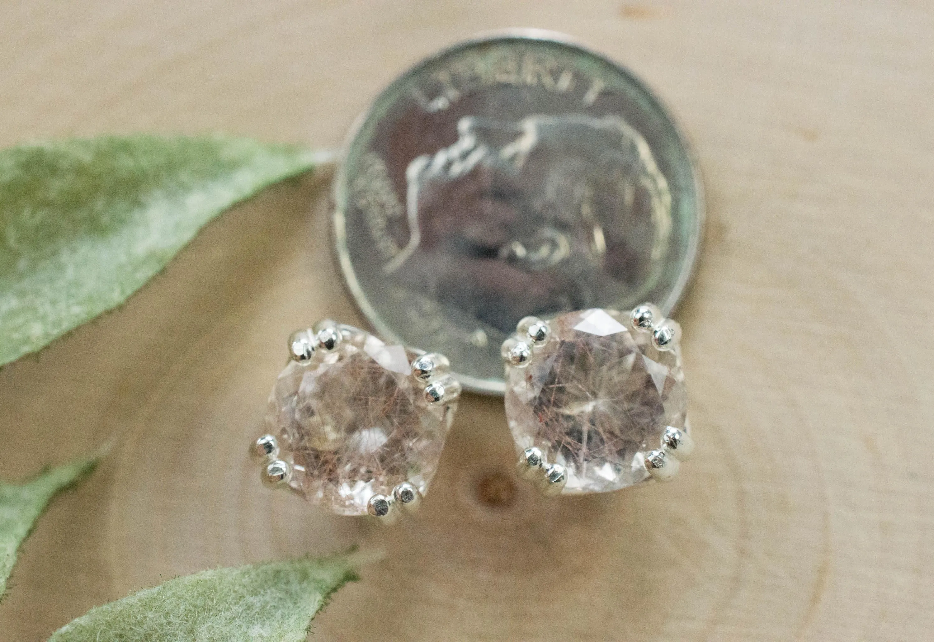Rutilated Quartz Earrings; Natural Untreated Brazil Rutile Quartz; 3.300cts