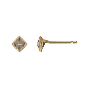 [Second Earrings] 18K Yellow Gold Smoky Quartz Pyramidal Cut Earrings
