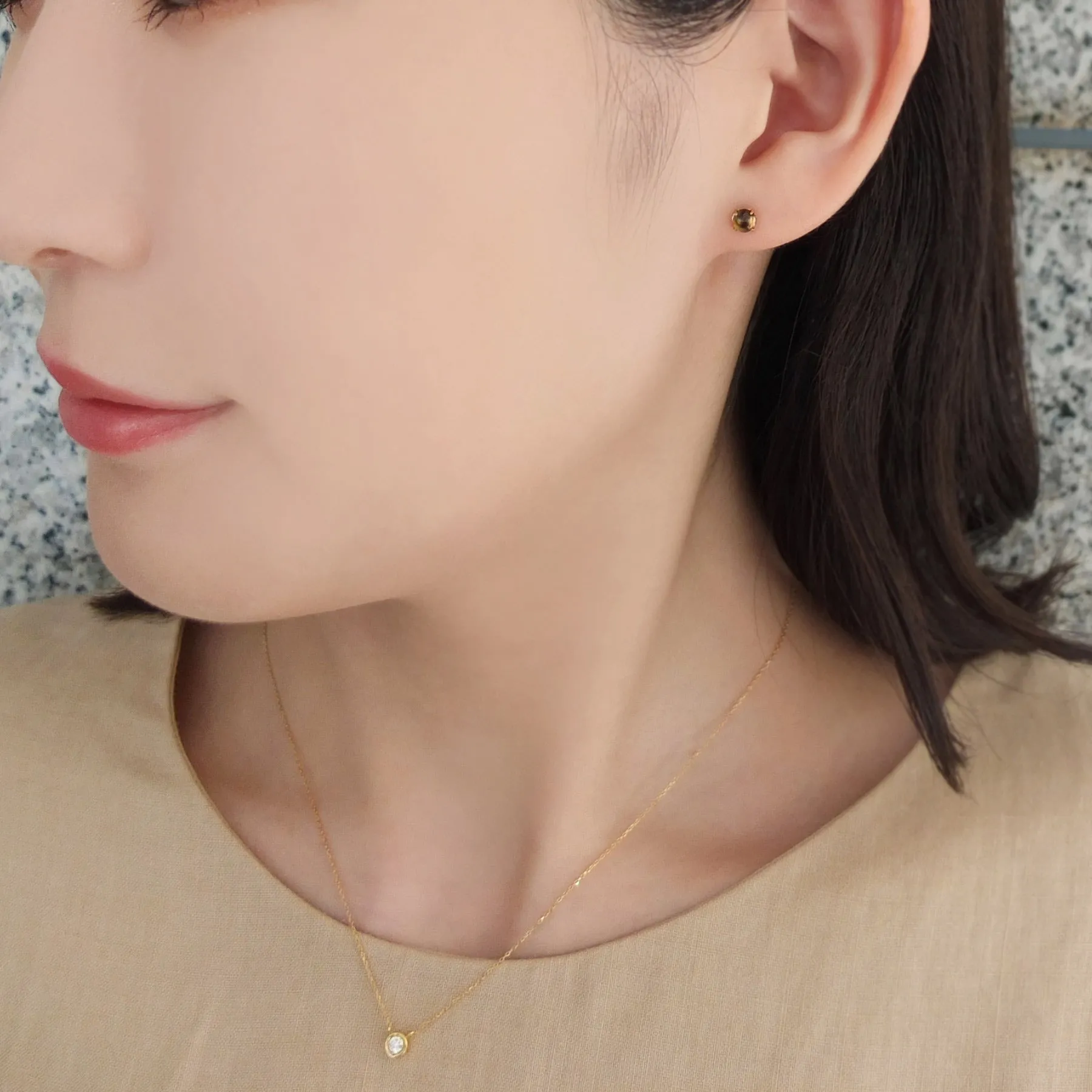 [Second Earrings] 18K Yellow Gold Smoky Quartz Rose Cut Earrings