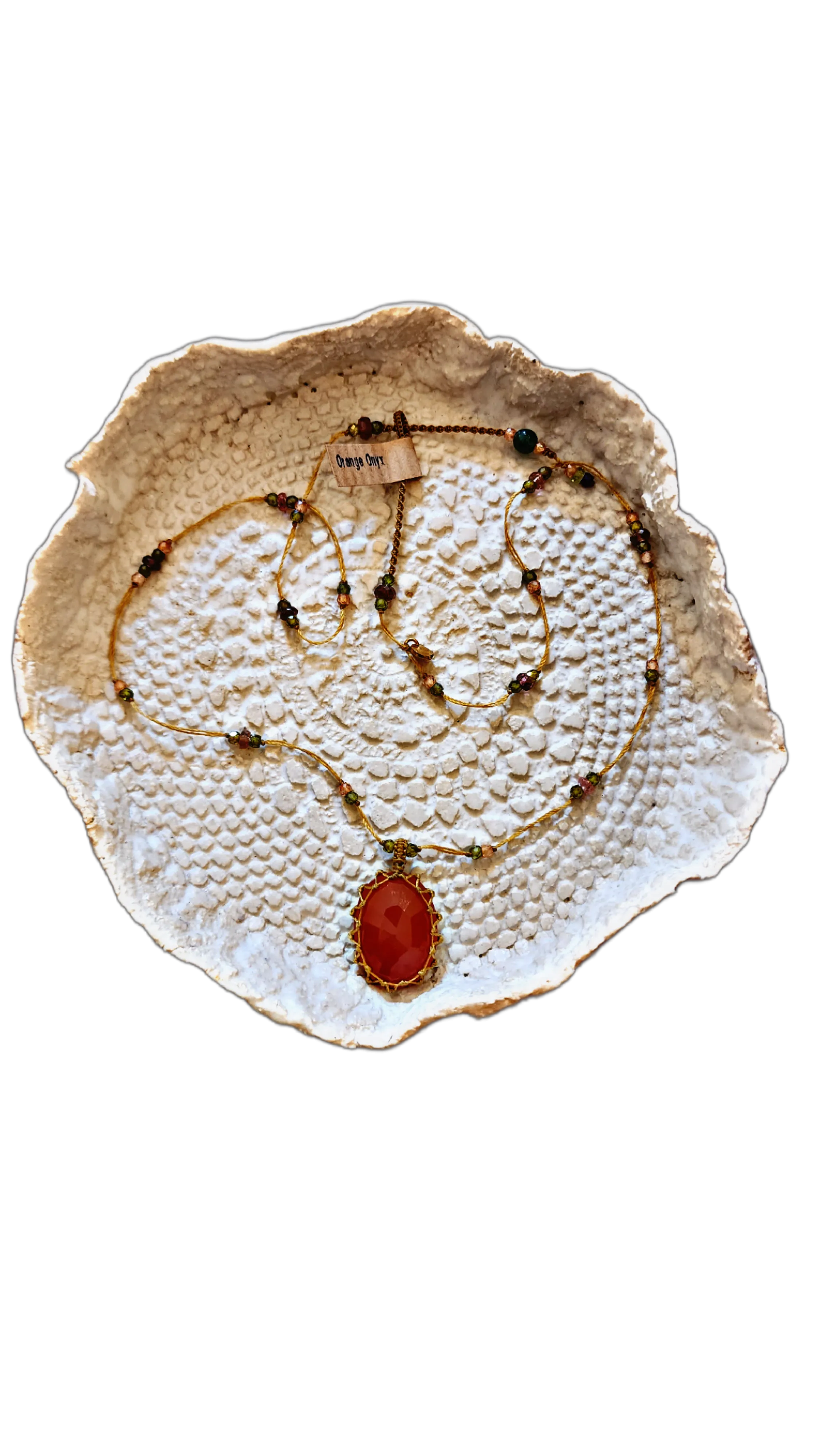 Short Tibetan  Necklace - Orange Onyx