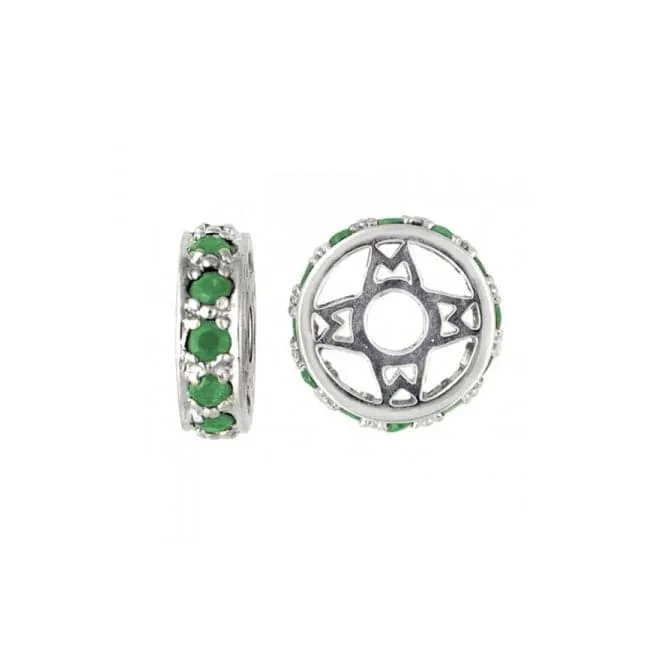 Silver & Emerald Wheel Charm S117E