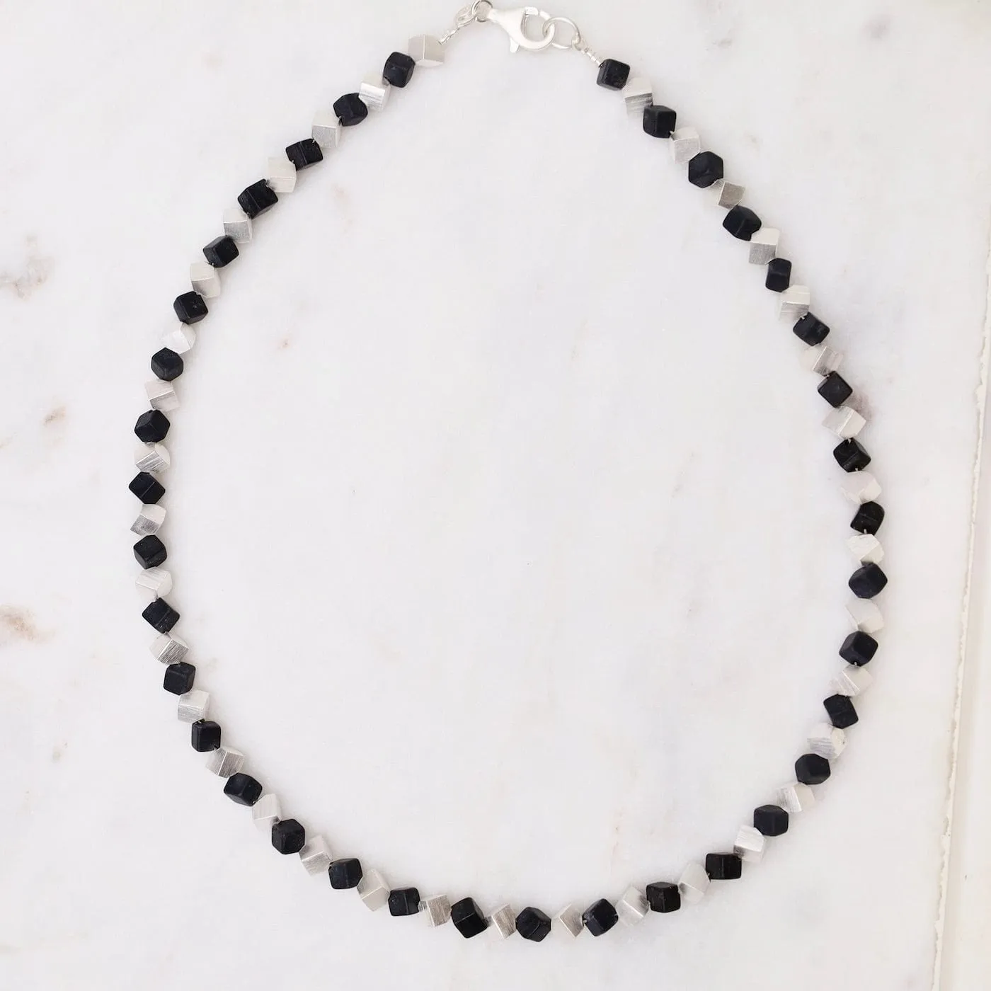 Small Cube and Onyx Necklace