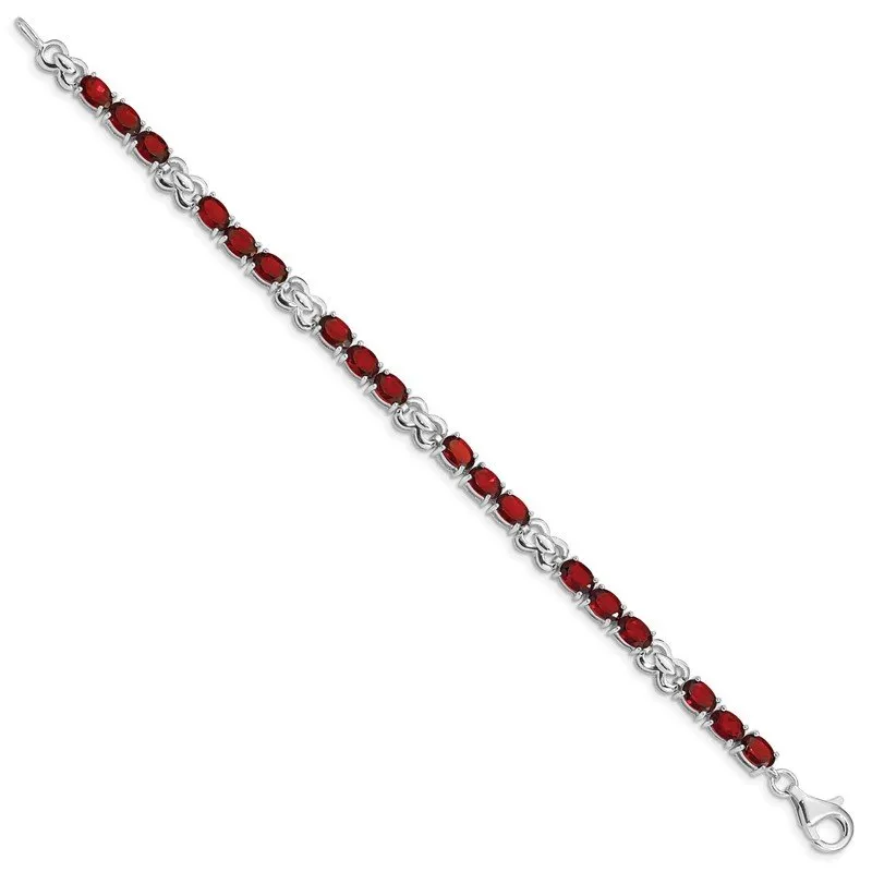 Sterling Silver Rhodium-plated Garnet Bracelet QX863GA