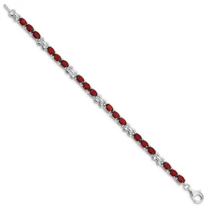 Sterling Silver Rhodium-plated Garnet Bracelet QX863GA