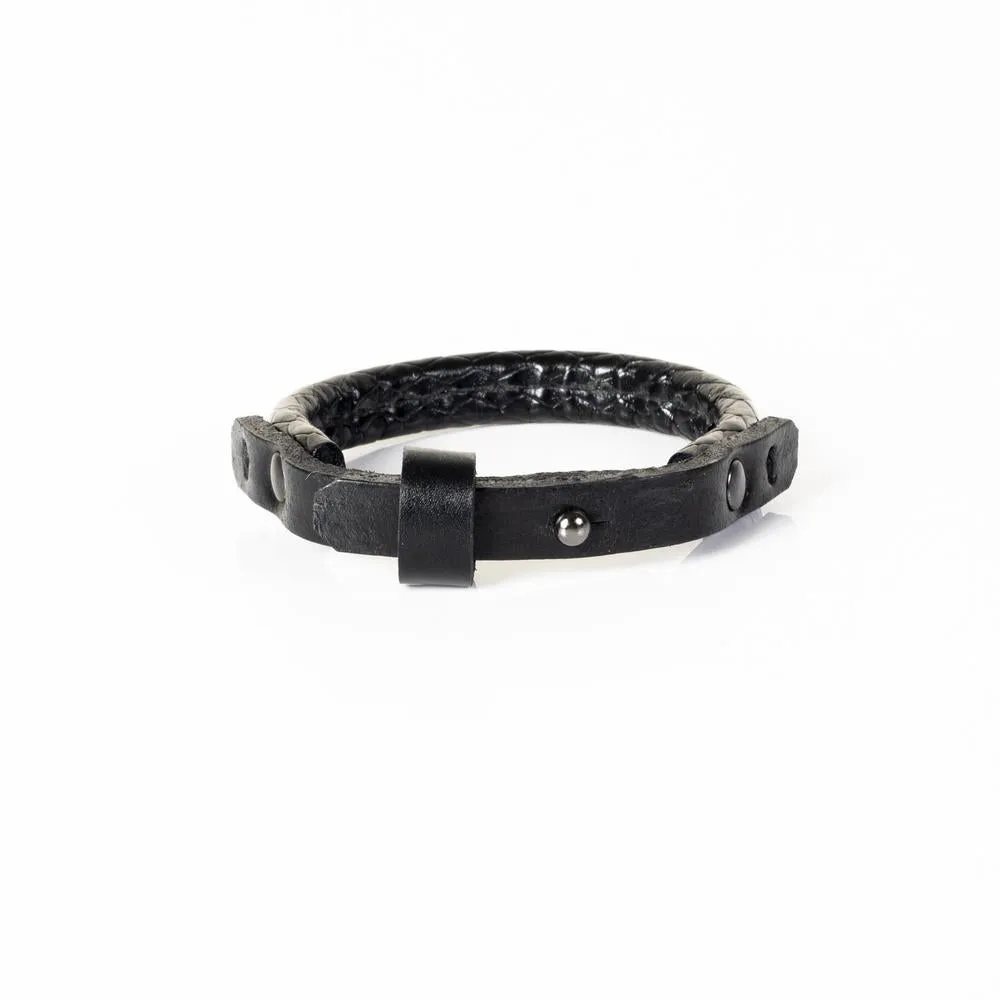 The Slim Braided Black Leather Bracelet