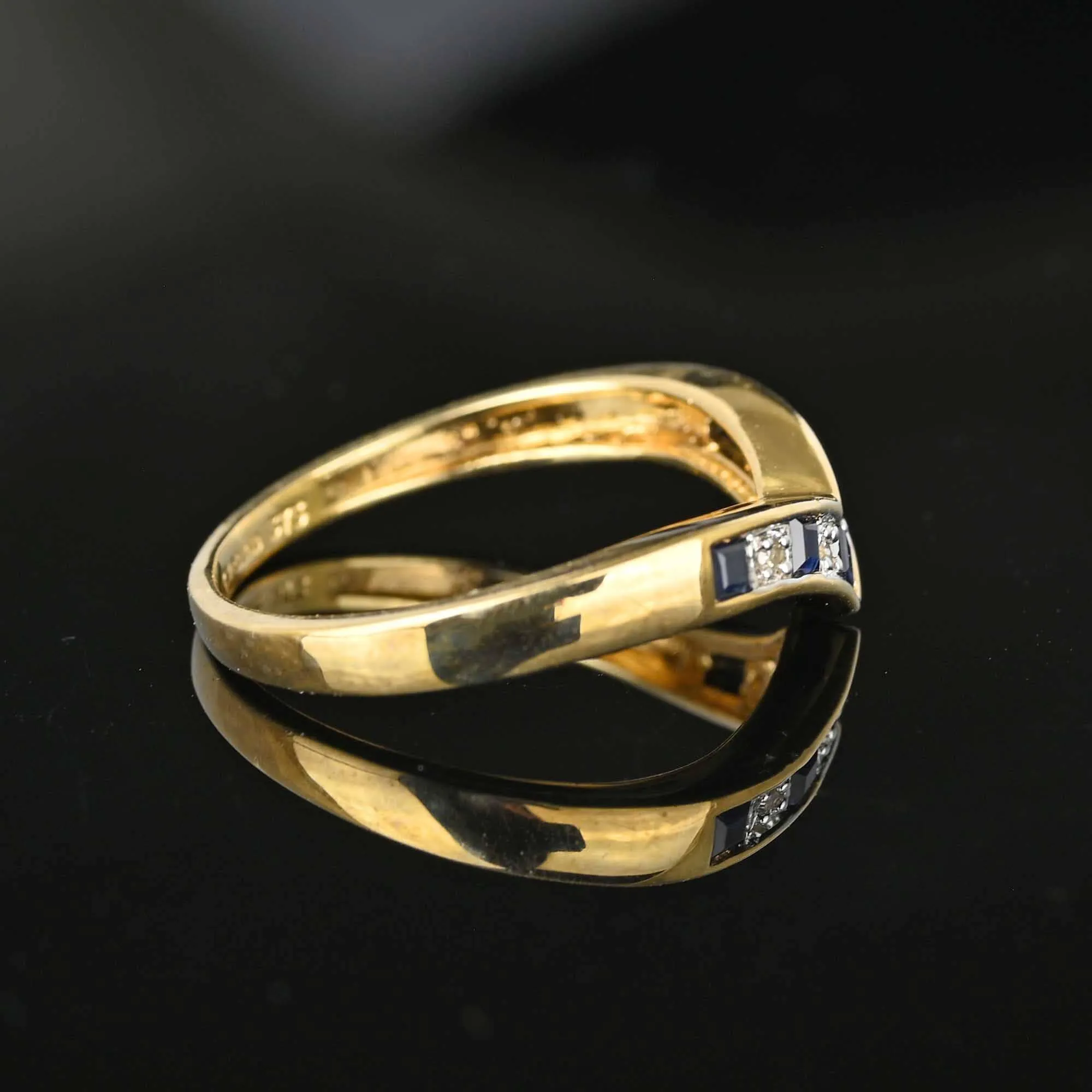 Vintage Chevron Diamond Sapphire Wishbone Ring